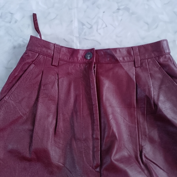 Vintage 90s NANCY HELLER Burgundy Leather Pants - Picture 8 of 14